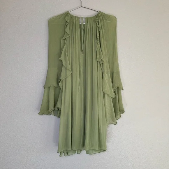 Mango Light Green Ruffled Dress - Picture 4 of 16
